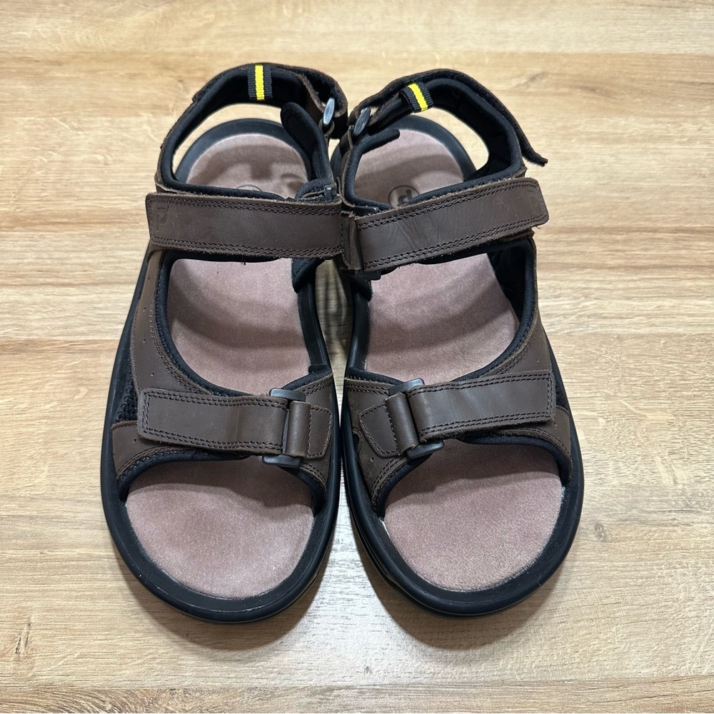 Propet Daytona Men's Adjustable 3 Strap‎ Leather Sandals Brown NWOT